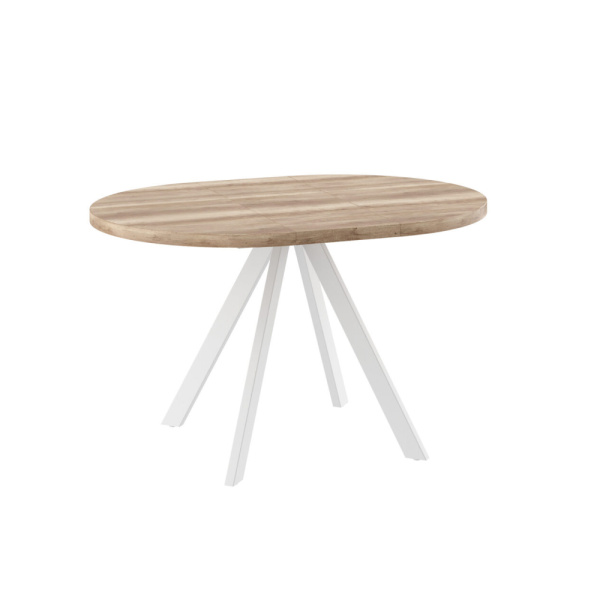 Стол RONDO-90, круглый раздвижной 90(125), ДУБ КАНЬОН/БЕЛЫЙ RONDO 90